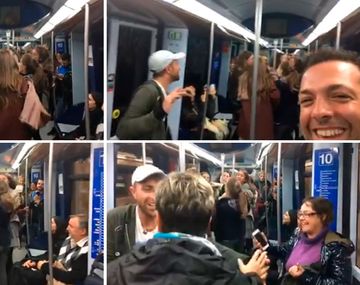 Un grupo de chicas armó una fiesta en el subte con la canción La Bicileta