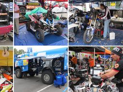 Los equipos trabajan en el parque cerrado a la espera del Dakar