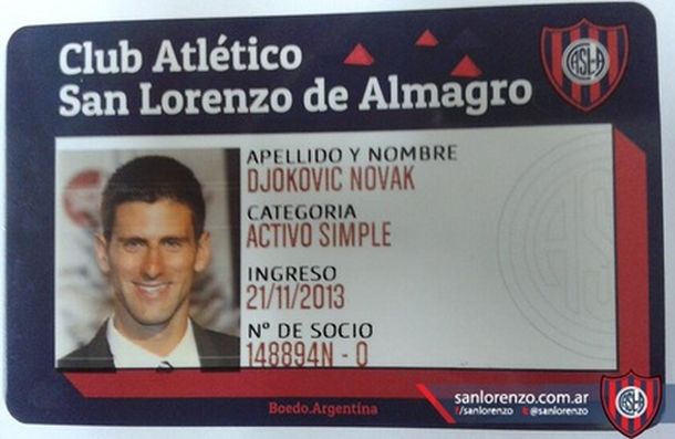 San Lorenzo sumó un socio de lujo: Novak Djokovic