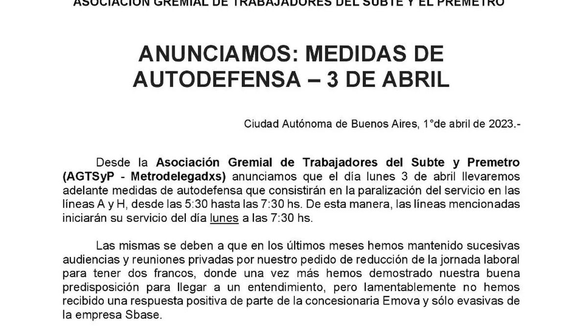 Hoy Hay Paro De Subtes: Qué Líneas Y En Qué Horario