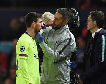 Lionel Messi quedó herido en Old Trafford