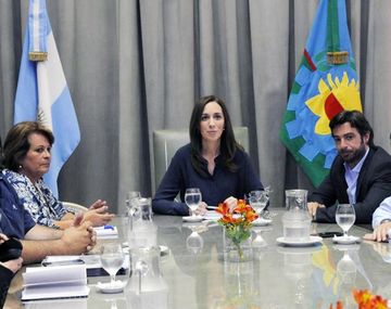 María Eugenia Vidal en la única reunión con docentes de la que participó.