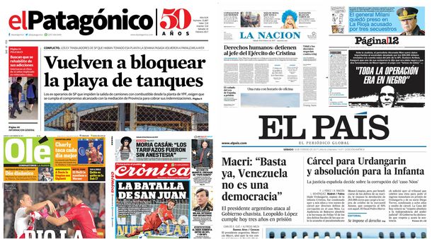 Tapas de diario del sábado 18 de febrero de 2017