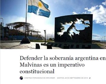 CFK criticó al Gobierno por omitir la cuestión de soberanía de Malvinas
