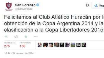 devolucion de gentilezas: san lorenzo felicito a huracan por el titulo devolucion de gentilezas: san lorenzo felicito a huracan por el titulo