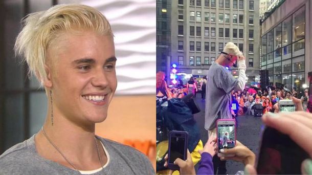 El nuevo pelo de Justin Bieber: platinado y lengüetazo de vaca