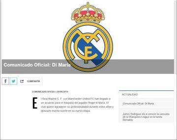 Mirá la fría despedida del Real Madrid para Di María