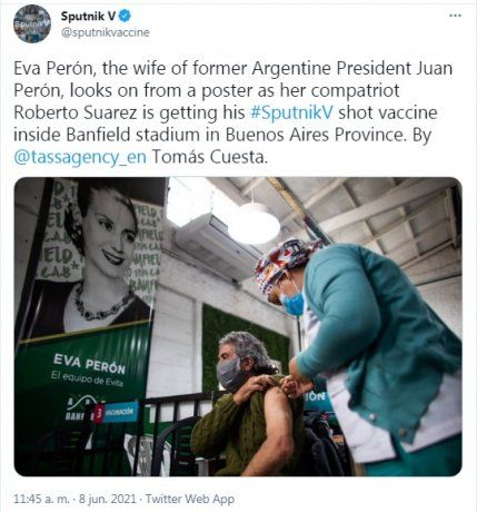 La publicación de Sputnik V en Twitter