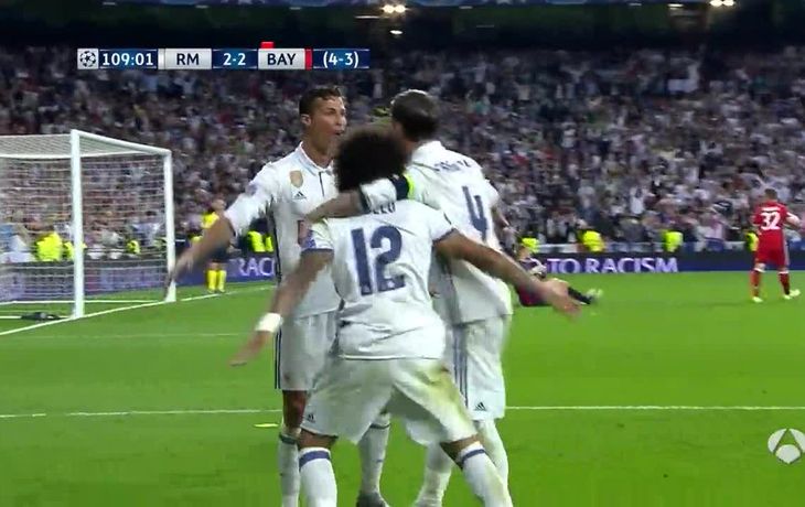 El abrazo de Cristiano junto a Marcelo y Sergio Ramos