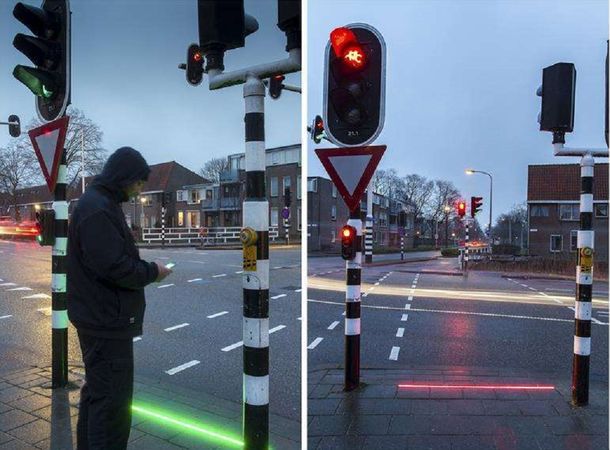 Las luces les indican a los transeúntes cuando es peligroso cruzar
