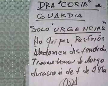 Cartel guardia médica