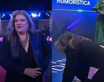 Video: la humorista que se cayó al ir buscar su premio en los MF de Radio