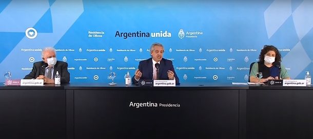 El presidente Alberto Fernández; el ministro de Salud