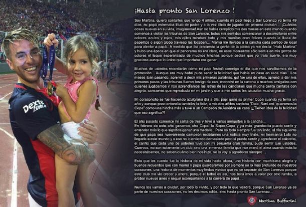 Hasta las lágrimas: la emotiva carta de la hija de Julio Buffarini