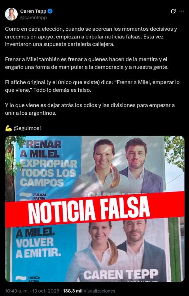 Santa Fe: candidata del peronismo denunció campaña sucia por parte de La Libertad Avanza