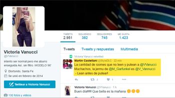 La confundieron en Twitter con Vanucci y le llueven insultos. La confundieron en Twitter con Vanucci y le llueven insultos.