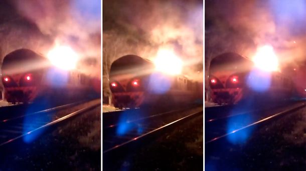 Principio de incendio en una locomotora del tren San Martín
