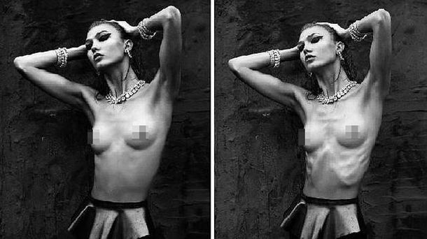 Retocan a una modelo para ocultar su flacura