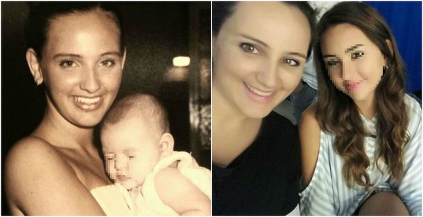 María Fernanda Alloi y su hija en el 2000 y en 2017