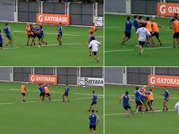 juan insaurralde y jonathan silva, a las pinas en la practica de boca juan insaurralde y jonathan silva, a las pinas en la practica de boca