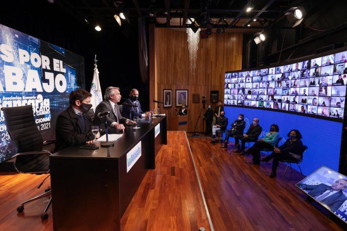 Axel Kicillof, Alberto Fernández y Sergio Palazzo