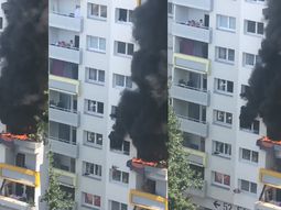 Impresionante: dos niños saltan desde un tercer piso en pleno incendio en un edificio
