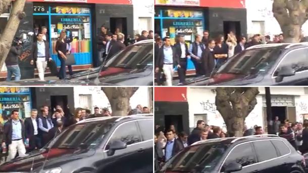 Mauricio Macri en el momento del escrache en Tigre