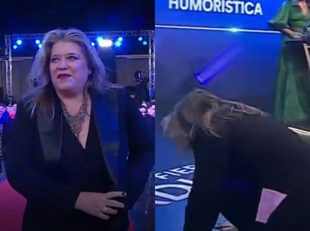 Video: la humorista que se cayó al buscar su premio en los Martín Fierro de Radio