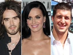 Russell Brand, Katy Perry y Tim Tebow Russell Brand, Katy Perry y Tim Tebow