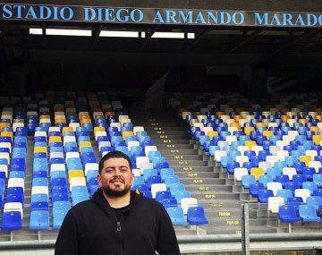La emoción de Diego Maradona Jr. por su visita al estadio del Napoli
