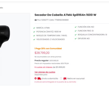 El secador de pelo de primera marca por menos de $30.000.